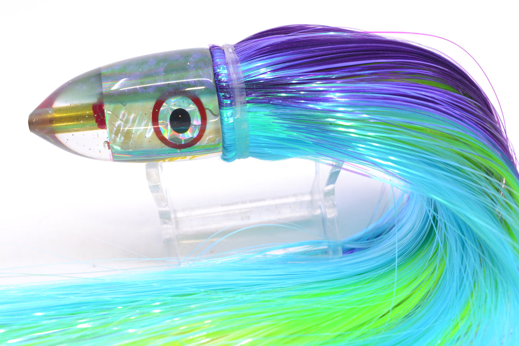 Bomboy Lures White Abalone Green Back Baby Bomb 9" 2.8oz Strobez Purple-Ice Blue