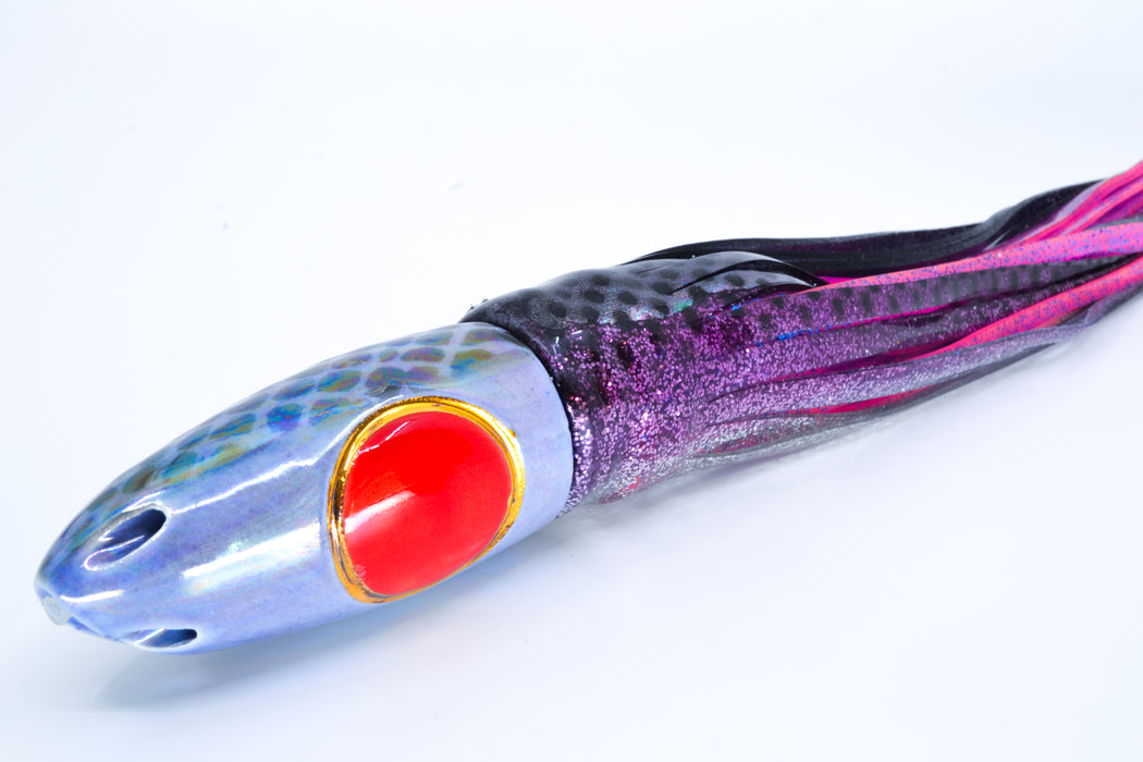 Mark White Lures Light Purple Pearl Black Spots 4-Hole Scooped Bullet 10" 8.2oz Skirted GZE