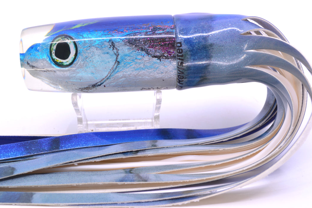 Ali'i Kai Lures Blue-Silver Malolo Medium Hard Head 12" 7oz Fire Tailz Vinyl Aku Revisited GZE