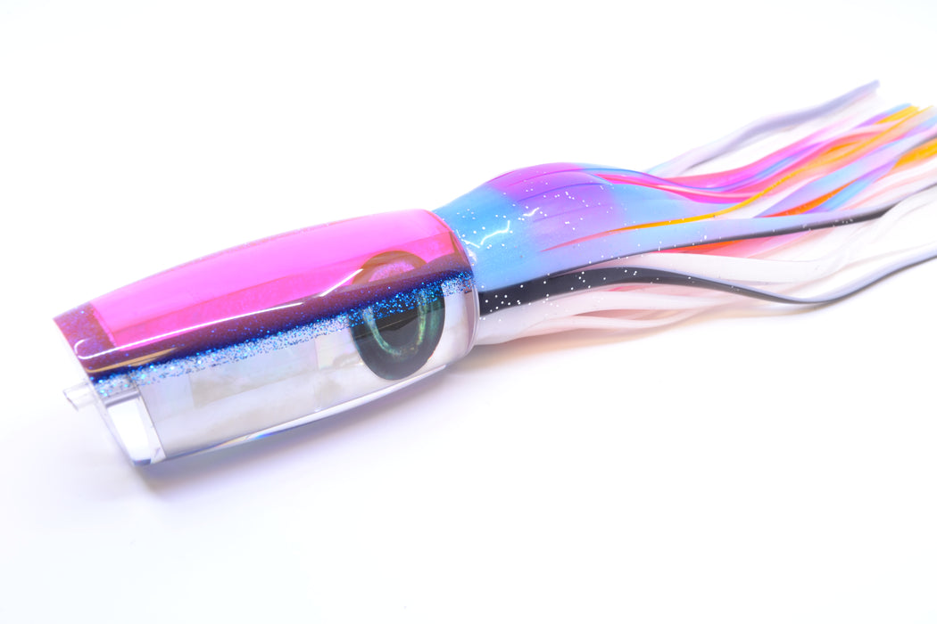 Moyes Lures White MOP Pink-Blue Back Taxi Eyes Medium Plunger 12" 7.5oz Skirted Gay Bob GZE