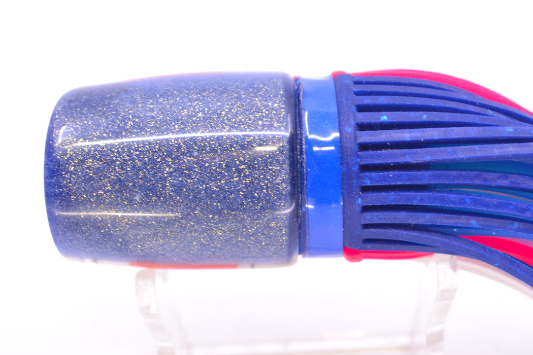 Amaral Lures White Rainbow Pearl Black Stripes Blue Back Krait 10" 3.5oz Blue-Pink-White