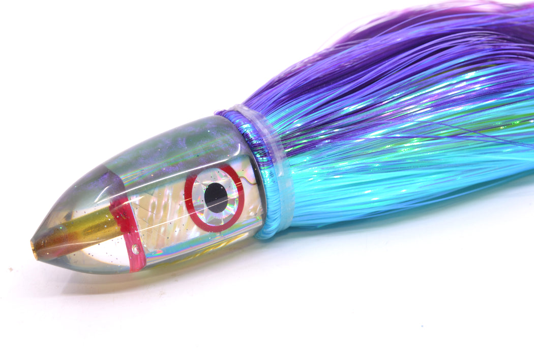 Bomboy Lures White Abalone Green Back Baby Bomb 9" 2.8oz Strobez Purple-Ice Blue