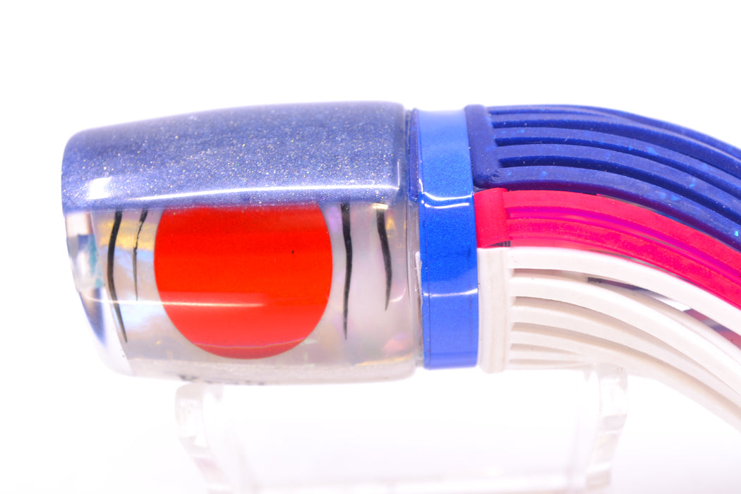 Amaral Lures White Rainbow Pearl Black Stripes Blue Back Krait 10" 3.5oz Blue-Pink-White