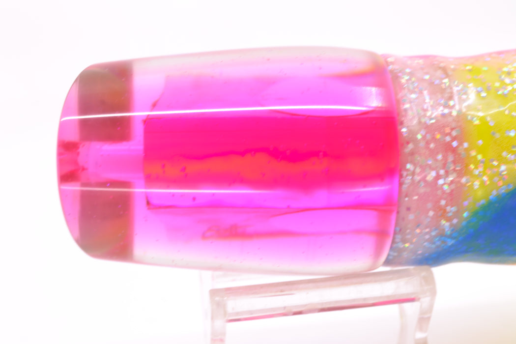 Marlin Magic Pink MOP Pink Back Red Eyes Ruckus 12" 11oz Skirted Blue Bars-Holo/Chartreuse
