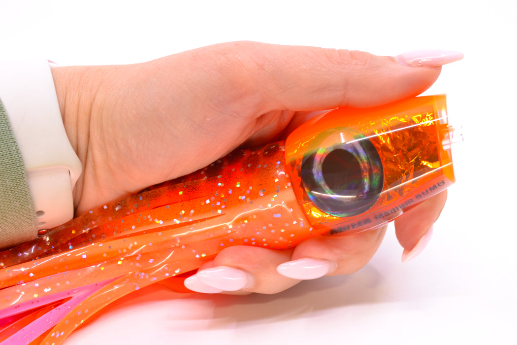 Moyes Lures Orange Dichro Orange Back Taxi Eyes Medium Sumo 12" 6.8oz Skirted