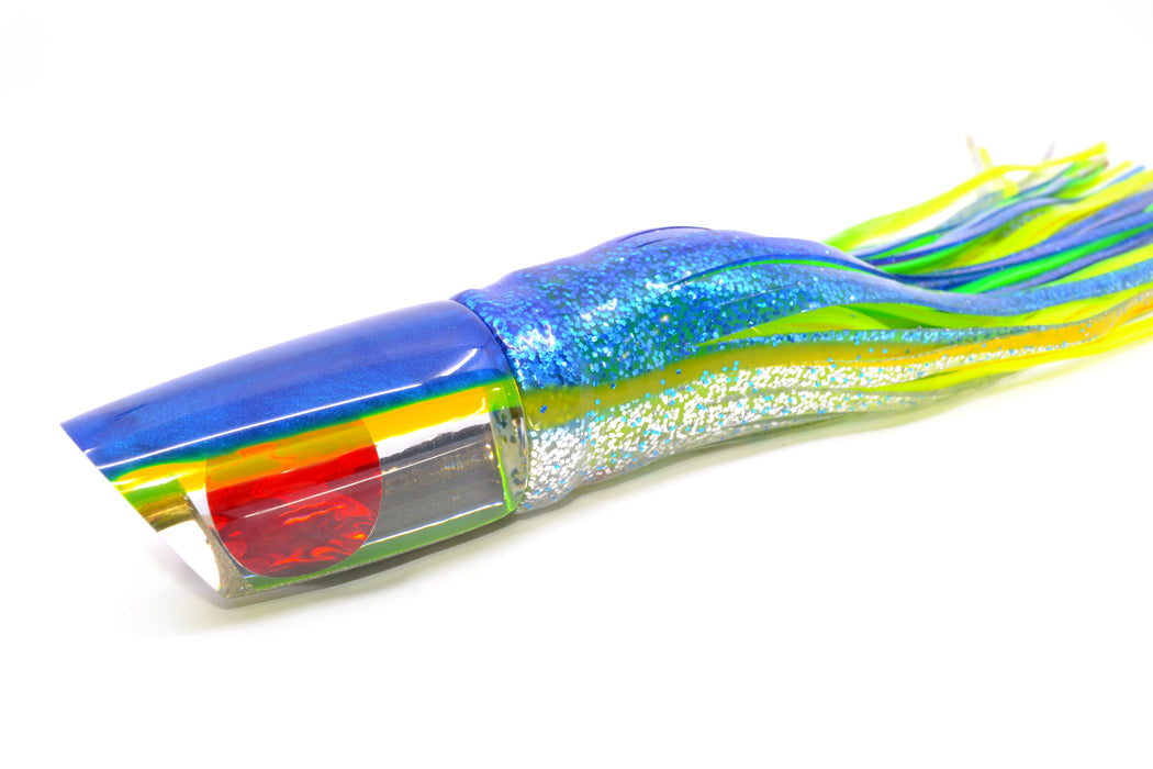 Koya Lures Clear Mirrored Blue-Yellow Back Straight Runner 12" 9.5oz Skirted Blue-Silver