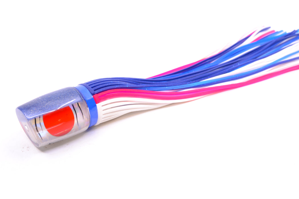 Amaral Lures White Rainbow Pearl Black Stripes Blue Back Krait 10" 3.5oz Blue-Pink-White