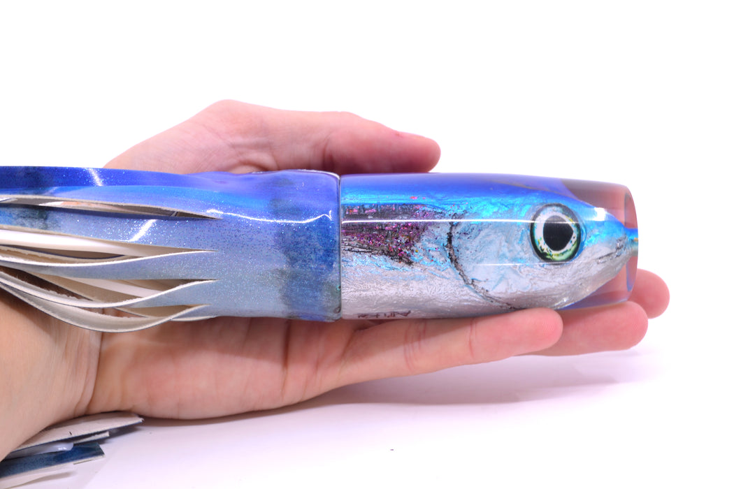Ali'i Kai Lures Blue-Silver Malolo Medium Hard Head 12" 7oz Fire Tailz Vinyl Aku Revisited GZE
