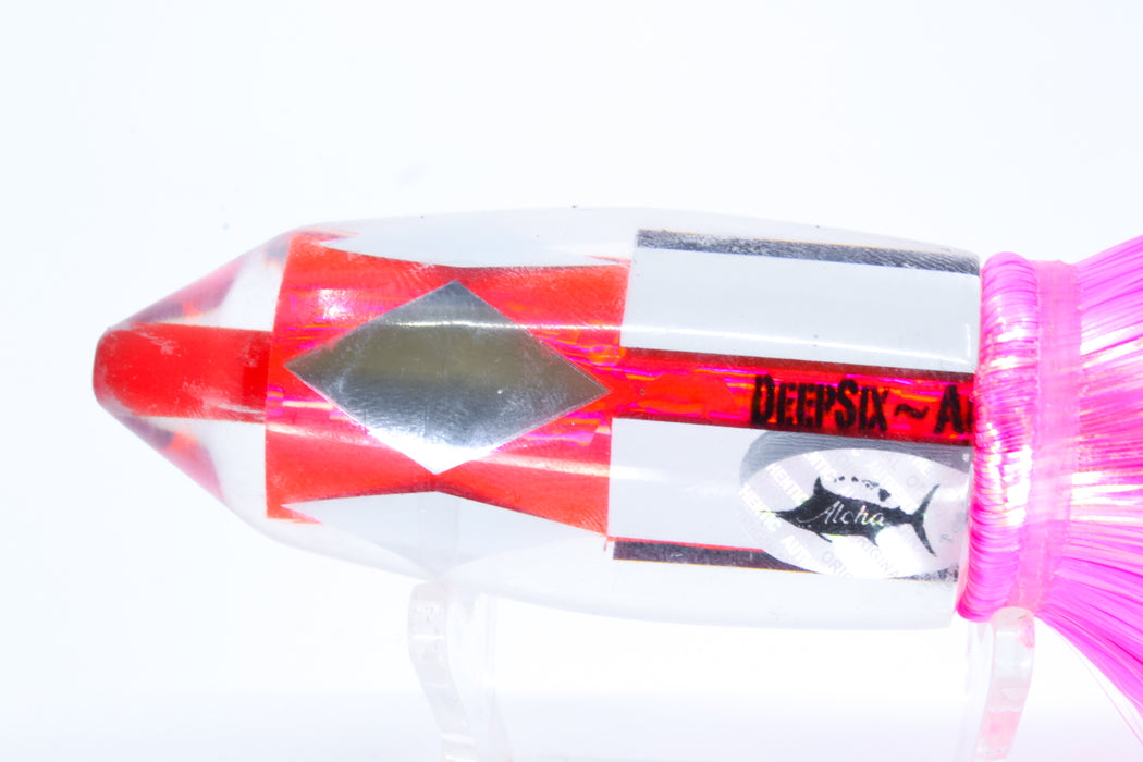 Aloha Lures Mirrored Pink Rainbow Deep Six 9" 6oz Strobez Pink/Orange