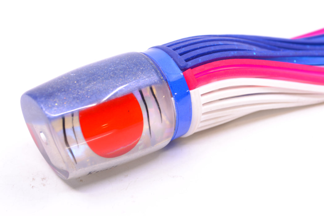 Amaral Lures White Rainbow Pearl Black Stripes Blue Back Krait 10" 3.5oz Blue-Pink-White