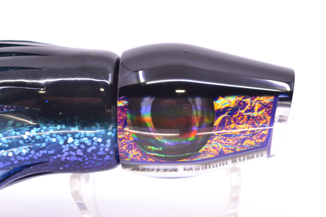 Moyes Lures Pink-Purple Dichro Black Back Taxi Eyes Medium Sumo 12" 6.8oz Skirted