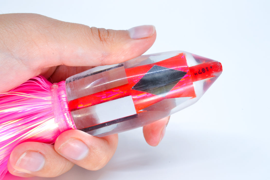 Aloha Lures Mirrored Pink Rainbow Deep Six 9" 6oz Strobez Pink/Orange