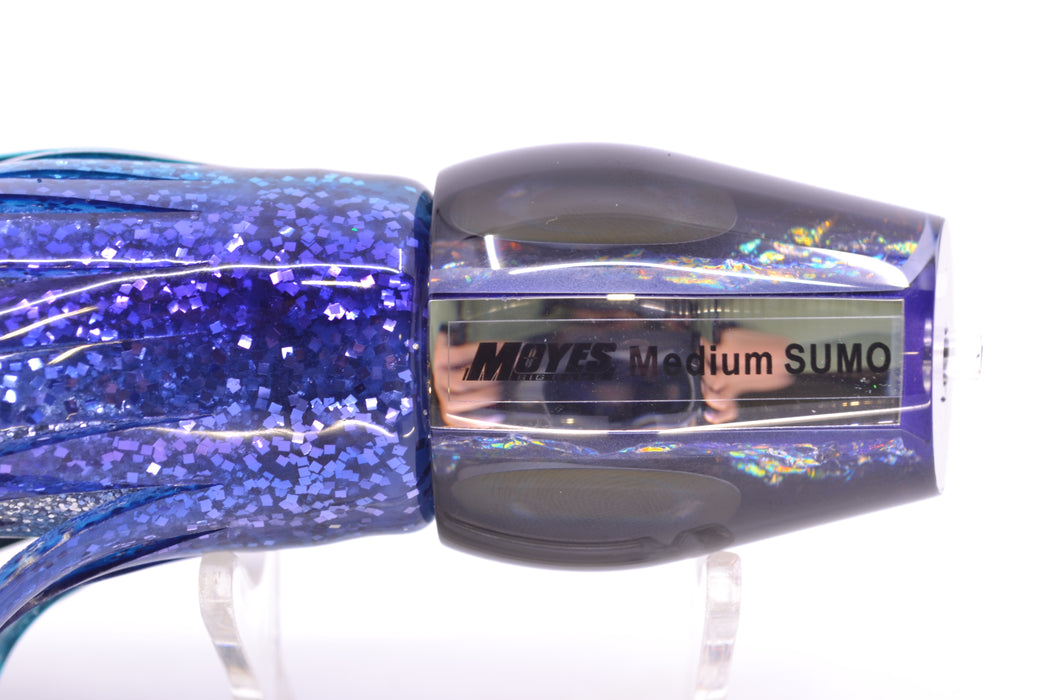 Moyes Lures Pink-Purple Dichro Black Back Taxi Eyes Medium Sumo 12" 6.8oz Skirted