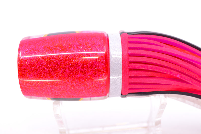 Amaral Lures White-Pink Pearl Black Stripes Pink Back Krait 10" 3.5oz Pink-Black-Clear