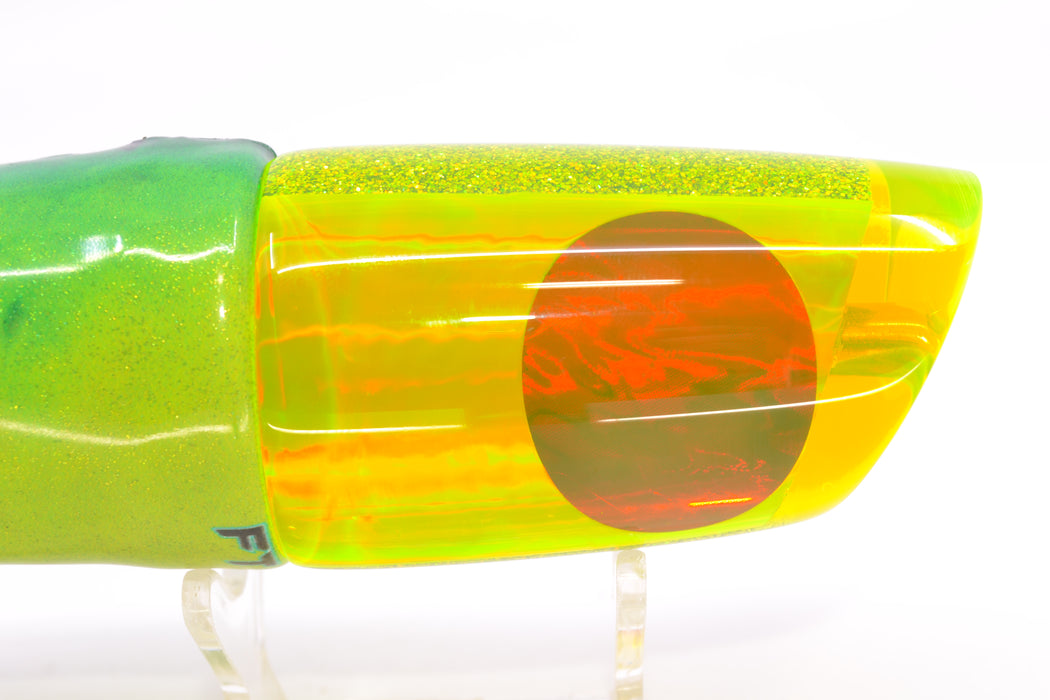 Koya Lures Chartreuse Rainbow Red Eyes Straight Runner 12" 8.3oz FT Vinyl Mahi