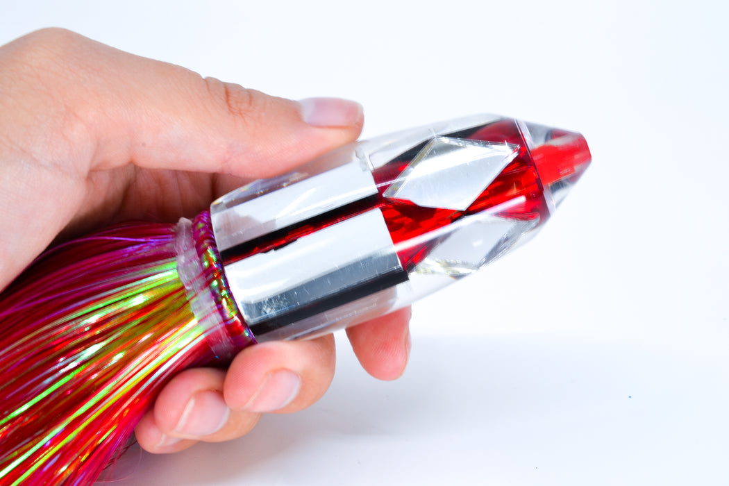 Aloha Lures Mirrored Red Rainbow Deep Six 9" 6oz Strobez Red/White