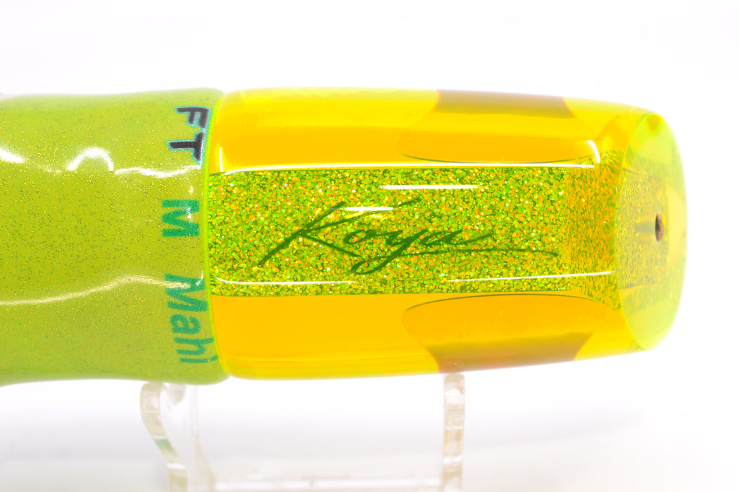 Koya Lures Chartreuse Rainbow Red Eyes Straight Runner 12" 8.3oz FT Vinyl Mahi