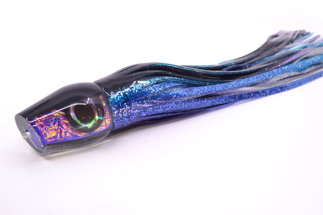 Moyes Lures Pink-Purple Dichro Black Back Taxi Eyes Medium Sumo 12" 6.8oz Skirted