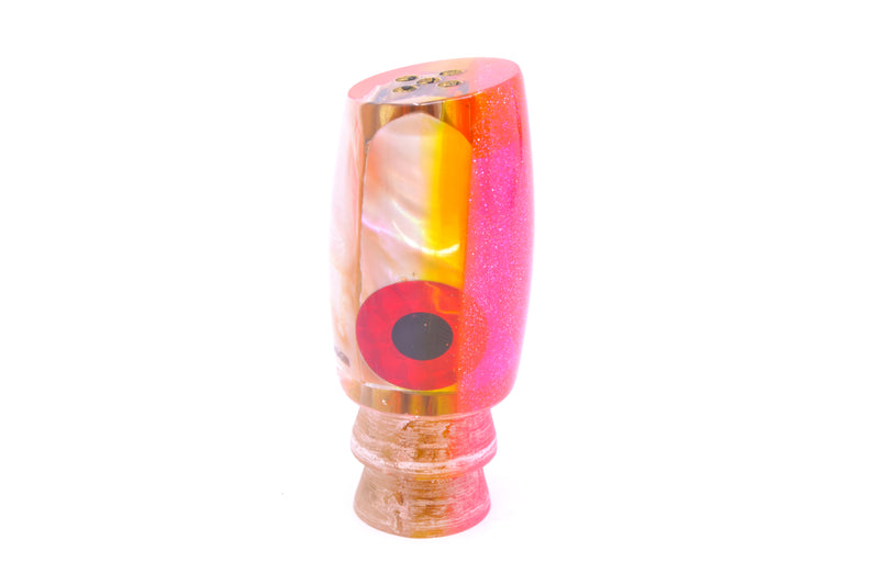 Coggin Lures White MOP Pink-Yellow Back 4-Hole Kilauea Tado Slant 9" 4oz