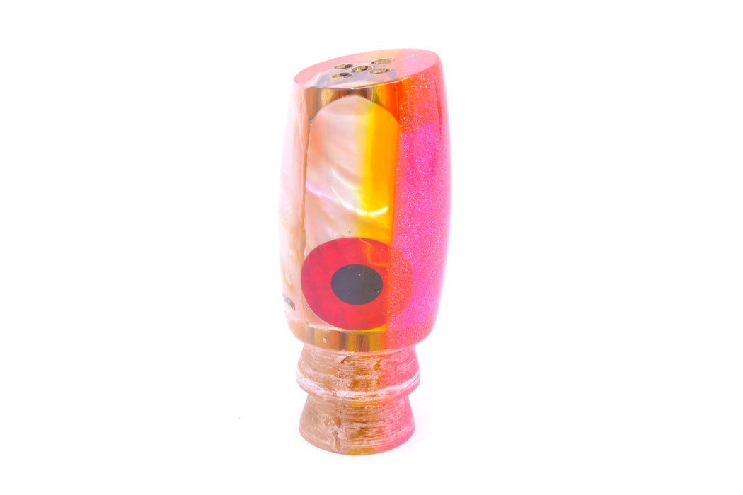 Coggin Lures White MOP Pink-Yellow Back 4-Hole Kilauea Tado Slant 9" 4oz