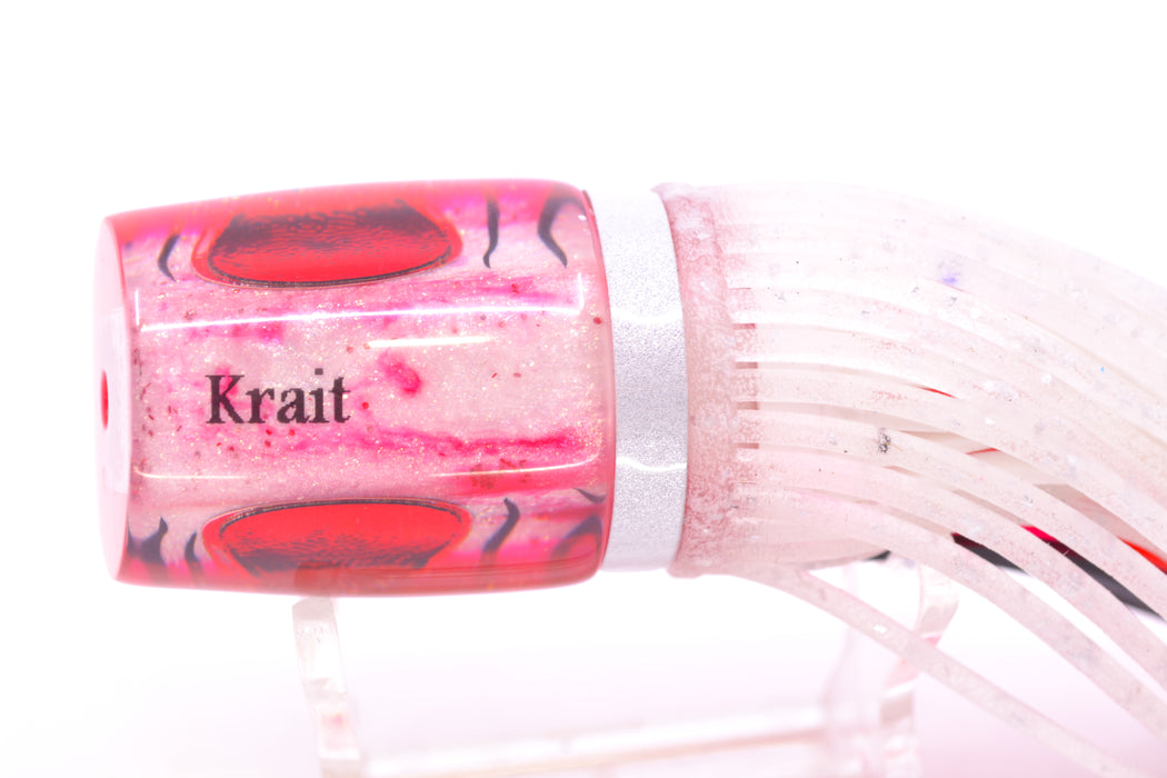 Amaral Lures White-Pink Pearl Black Stripes Pink Back Krait 10" 3.5oz Pink-Black-Clear