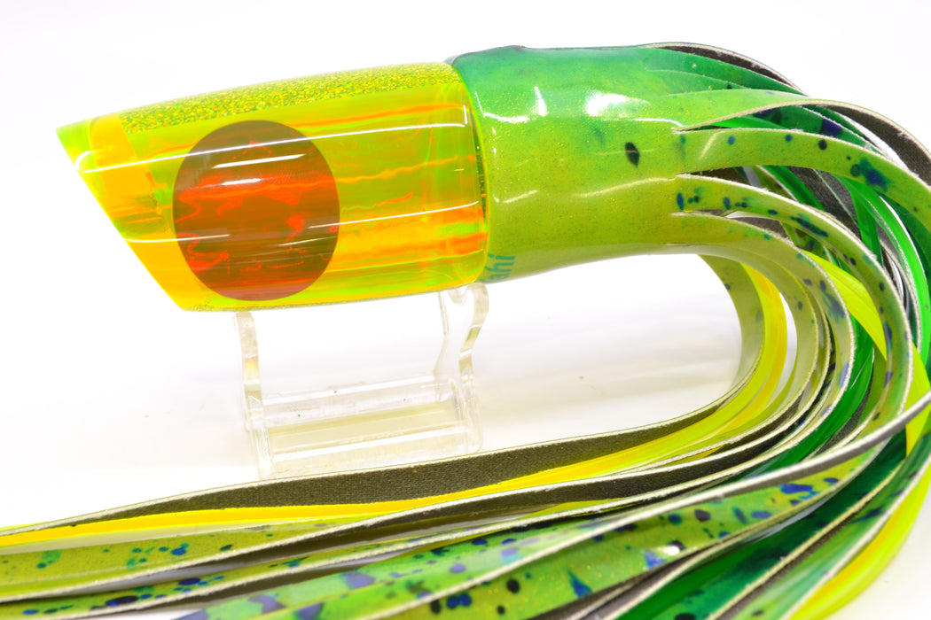 Koya Lures Chartreuse Rainbow Red Eyes Straight Runner 12" 8.3oz FT Vinyl Mahi