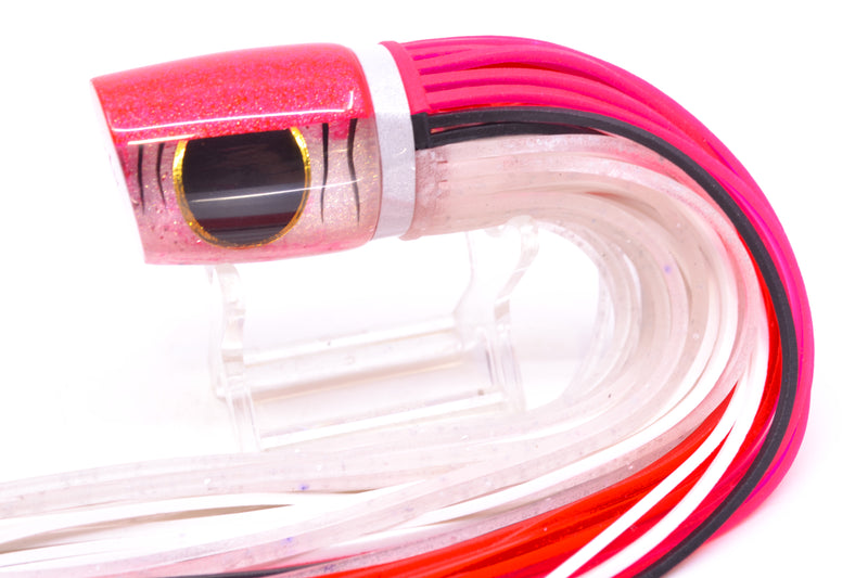 Amaral Lures White-Pink Pearl Black Stripes Pink Back Krait 10" 3.5oz Pink-Black-Clear