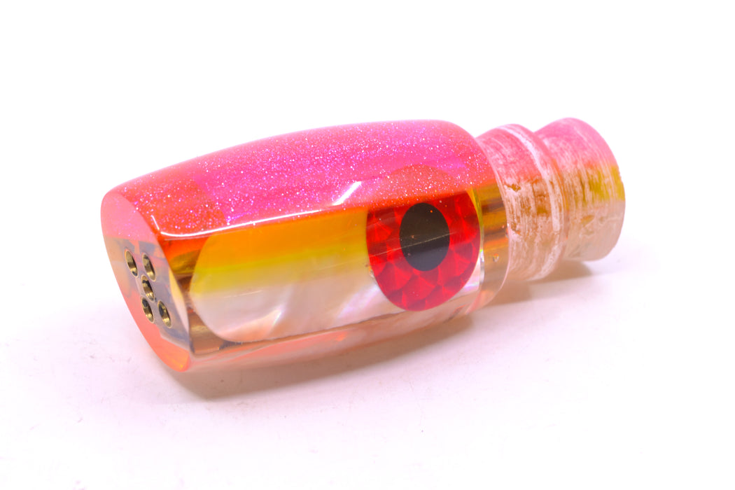 Coggin Lures White MOP Pink-Yellow Back 4-Hole Kilauea Tado Slant 9" 4oz