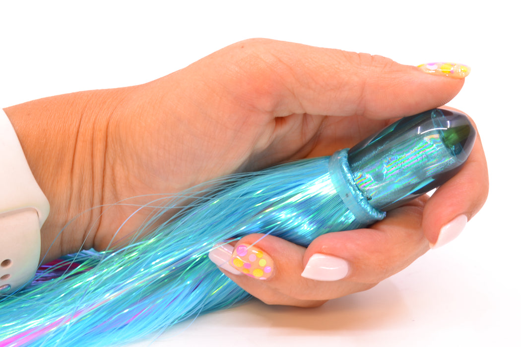 Joe Yee Lures by KEGZ Ice Blue Rainbow Pearl Dum Dum Bullet 7" 2.5oz Strobez Ice Blue/Pink