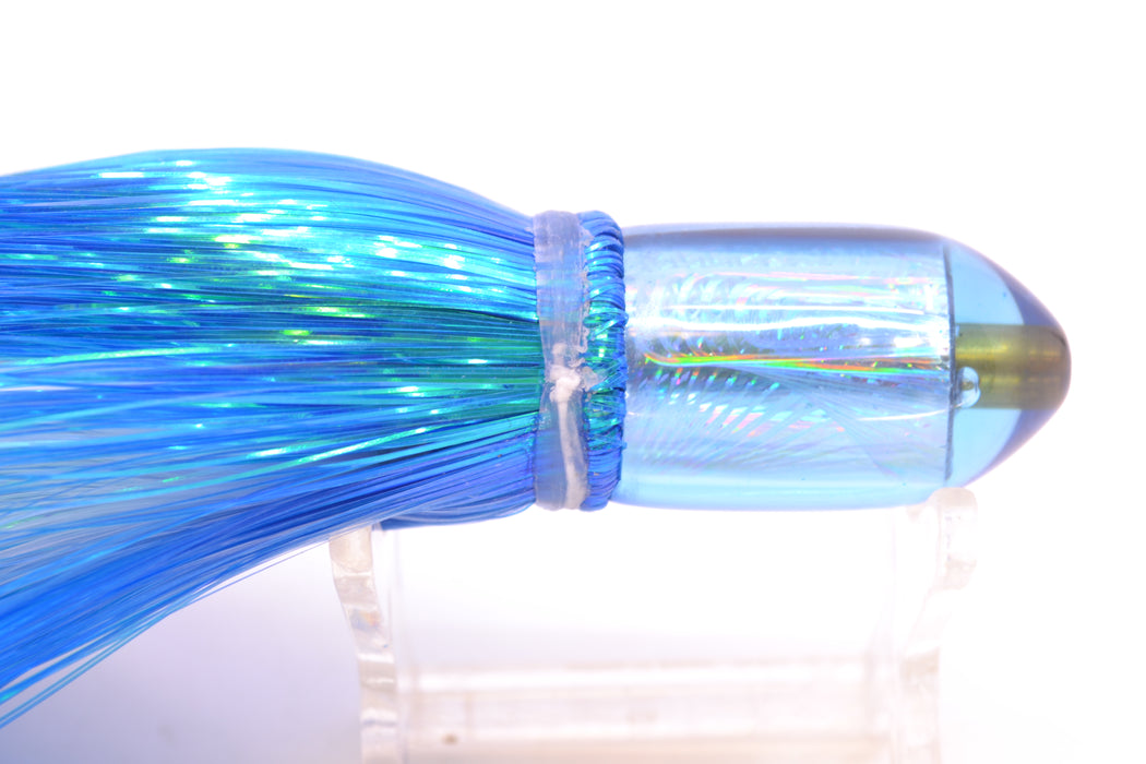 Joe Yee Lures by KEGZ Blue Rainbow Pearl Dum Dum Bullet 7" 2.5oz Strobez Blue/White