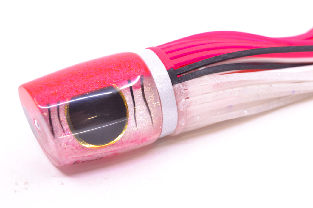 Amaral Lures White-Pink Pearl Black Stripes Pink Back Krait 10" 3.5oz Pink-Black-Clear