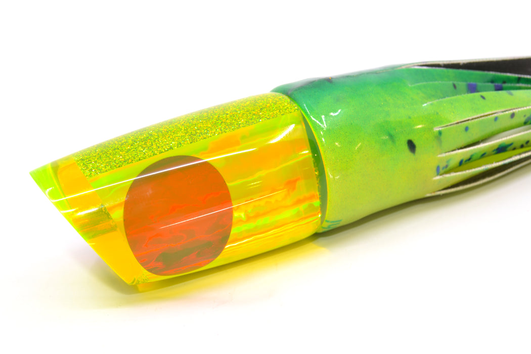 Koya Lures Chartreuse Rainbow Red Eyes Straight Runner 12" 8.3oz FT Vinyl Mahi