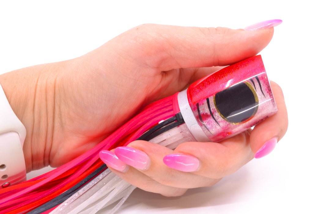 Amaral Lures White-Pink Pearl Black Stripes Pink Back Krait 10" 3.5oz Pink-Black-Clear