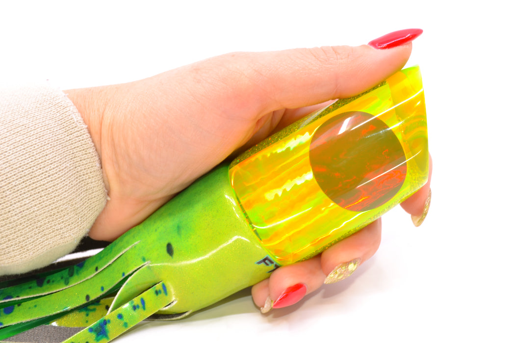 Koya Lures Chartreuse Rainbow Red Eyes Straight Runner 12" 8.3oz FT Vinyl Mahi