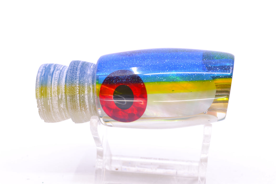 Coggin Lures White MOP Blue-Yellow Back 4-Hole Kilauea Tado Slant 9" 4oz