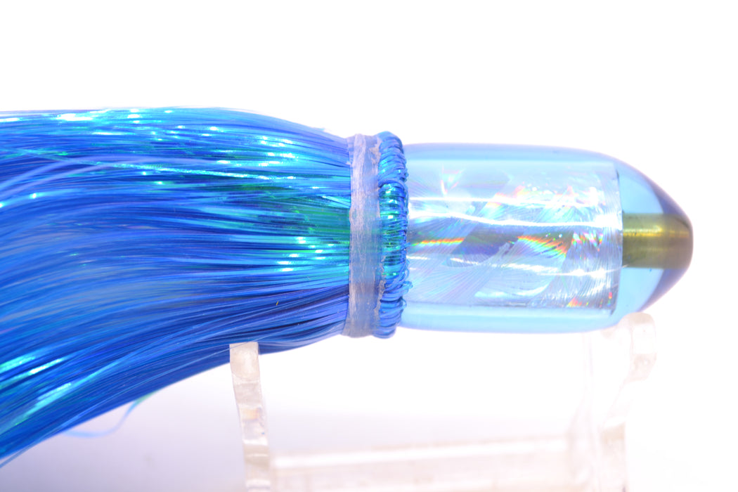 Joe Yee Lures by KEGZ Blue Rainbow Pearl Dum Dum Bullet 7" 2.5oz Strobez Blue/White