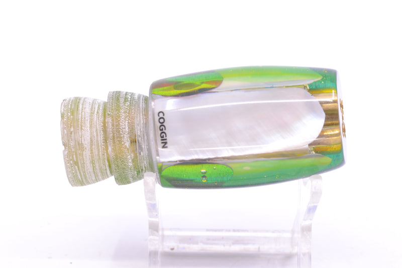 Coggin Lures White MOP Blue-Yellow Back 4-Hole Kilauea Tado Slant 9" 4oz