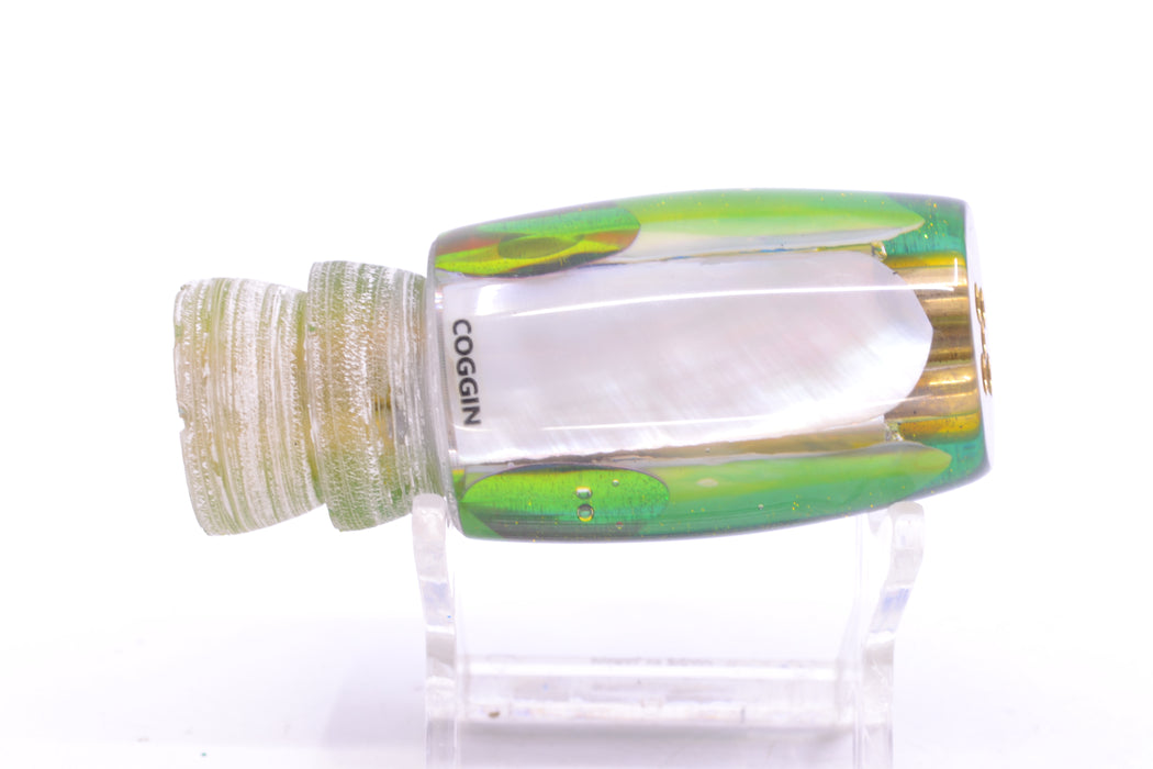 Coggin Lures White MOP Blue-Yellow Back 4-Hole Kilauea Tado Slant 9" 4oz