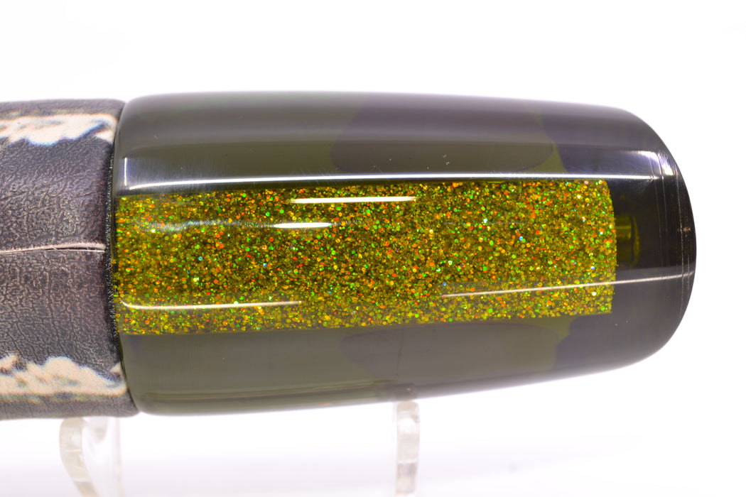 Koya Lures Smoke Rainbow Red Eyes Straight Runner 12" 8.3oz ALV Vinyl Black Ballyhoo