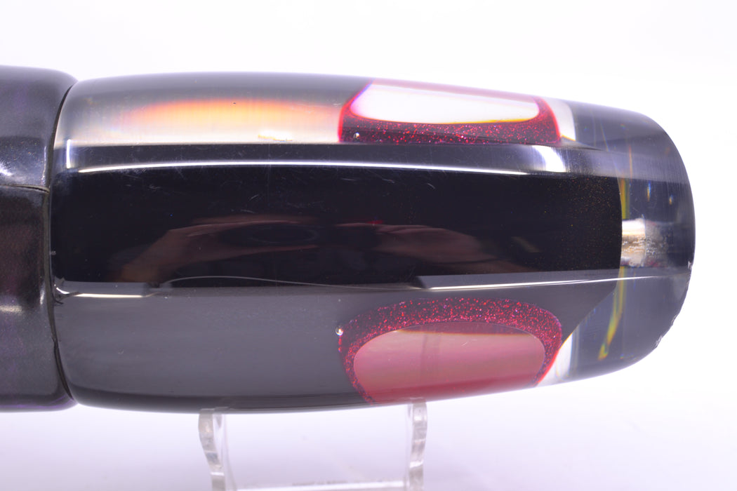 Koya Lures Black Pearl Red Eyes XL Poi Dog Teaser 26.5oz Fire Tailz Vinyl Purple Drip *MINOR CHIP*