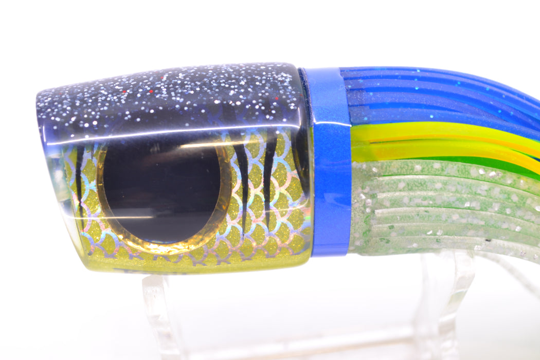 Amaral Lures Yellow Pearl Rainbow Scale Black Stripes Blue Back Krait 10" 3.5oz