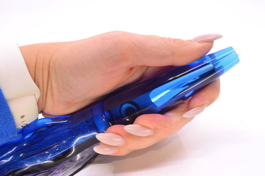 Moyes Lures Blue Mirrored Taxi Eyes Ono Rocket 9" 8oz Skirted Skipjack GZE