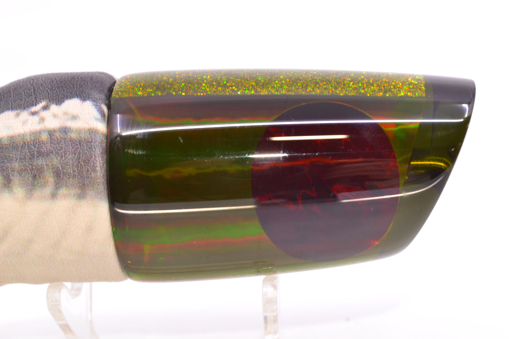 Koya Lures Smoke Rainbow Red Eyes Straight Runner 12" 8.3oz ALV Vinyl Black Ballyhoo