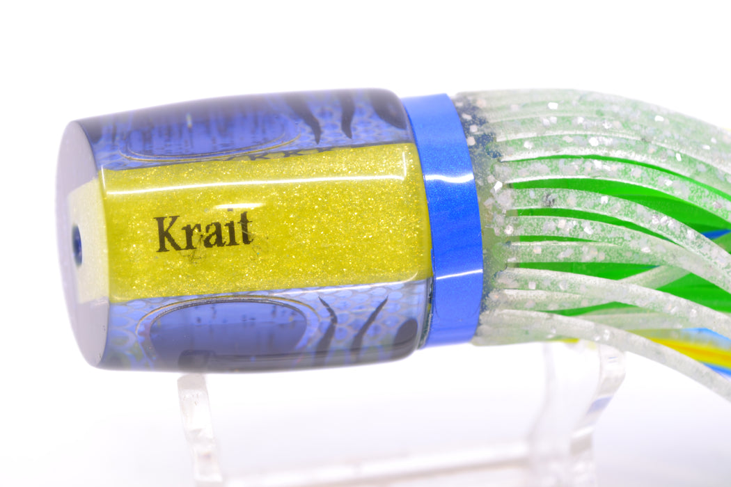 Amaral Lures Yellow Pearl Rainbow Scale Black Stripes Blue Back Krait 10" 3.5oz