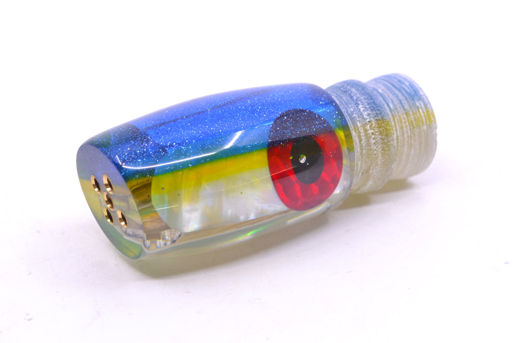 Coggin Lures White MOP Blue-Yellow Back 4-Hole Kilauea Tado Slant 9" 4oz