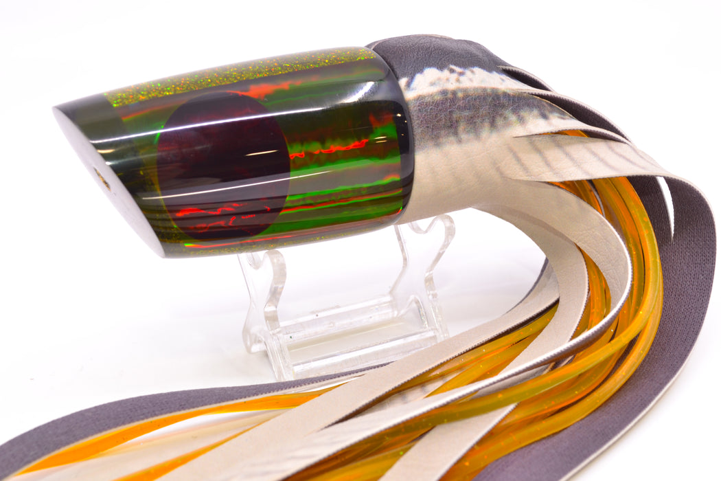 Koya Lures Smoke Rainbow Red Eyes Straight Runner 12" 8.3oz ALV Vinyl Black Ballyhoo