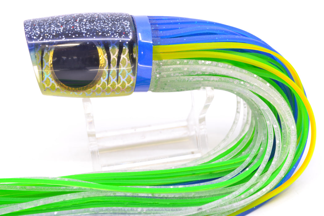 Amaral Lures Yellow Pearl Rainbow Scale Black Stripes Blue Back Krait 10" 3.5oz