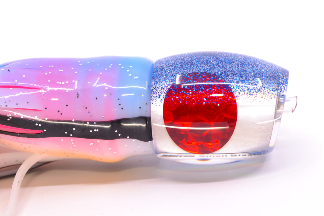 Moyes Lures White MOP Blue Glitter Back NEW Small Blaster 9" 4.5oz Skirted Gay Bob GZE