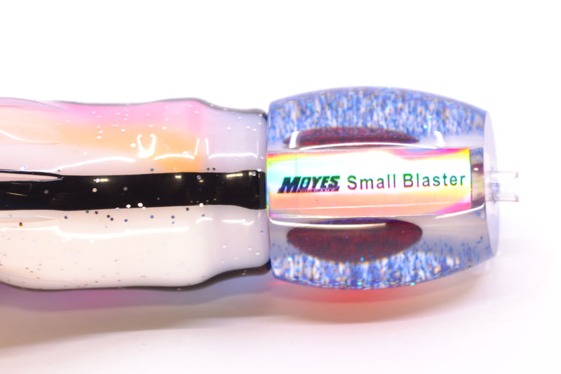 Moyes Lures White MOP Blue Glitter Back NEW Small Blaster 9" 4.5oz Skirted Gay Bob