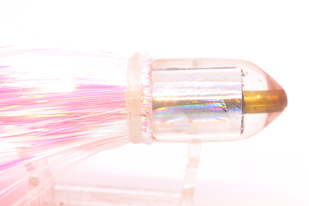 Joe Yee Lures by KEGZ Silver Rainbow Pearl Dum Dum Bullet 7" 2.5oz Strobez White/Pink